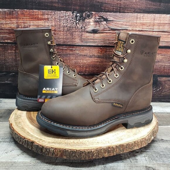 Ariat Other - Ariat WorkHog 8 EE Waterproof Soft Toe Work Boots 10011939 $215 Brown Mens